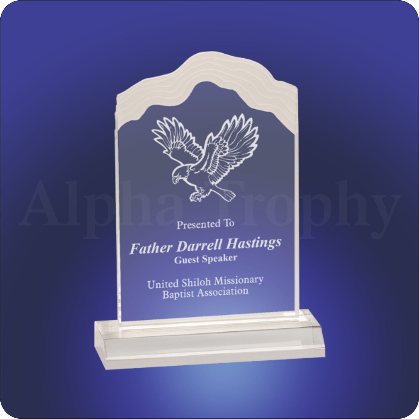 #JWCP8C - 8" Frosted White Cap Edge Acrylic Awards