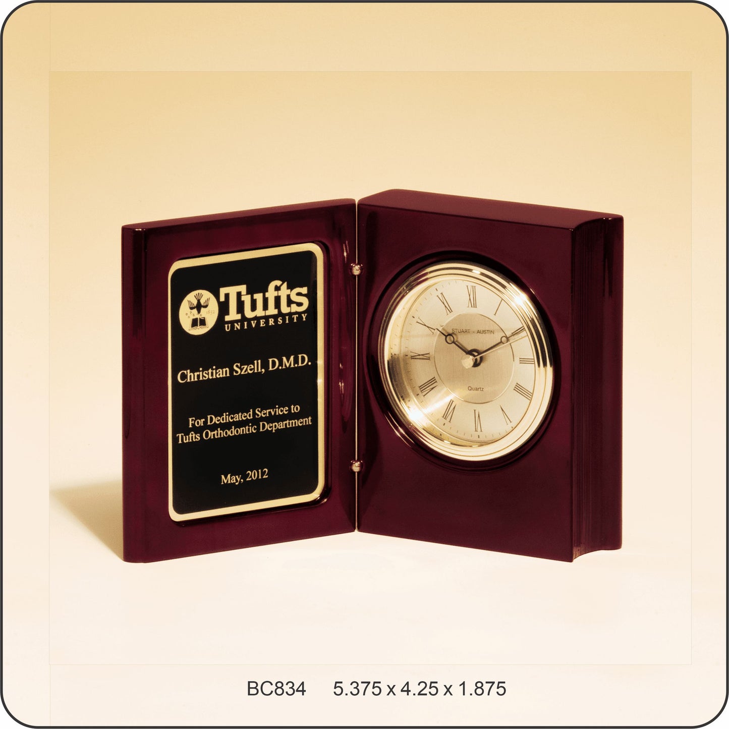 #KJBC834 - 5.4" Rosewood Finish Book Clock