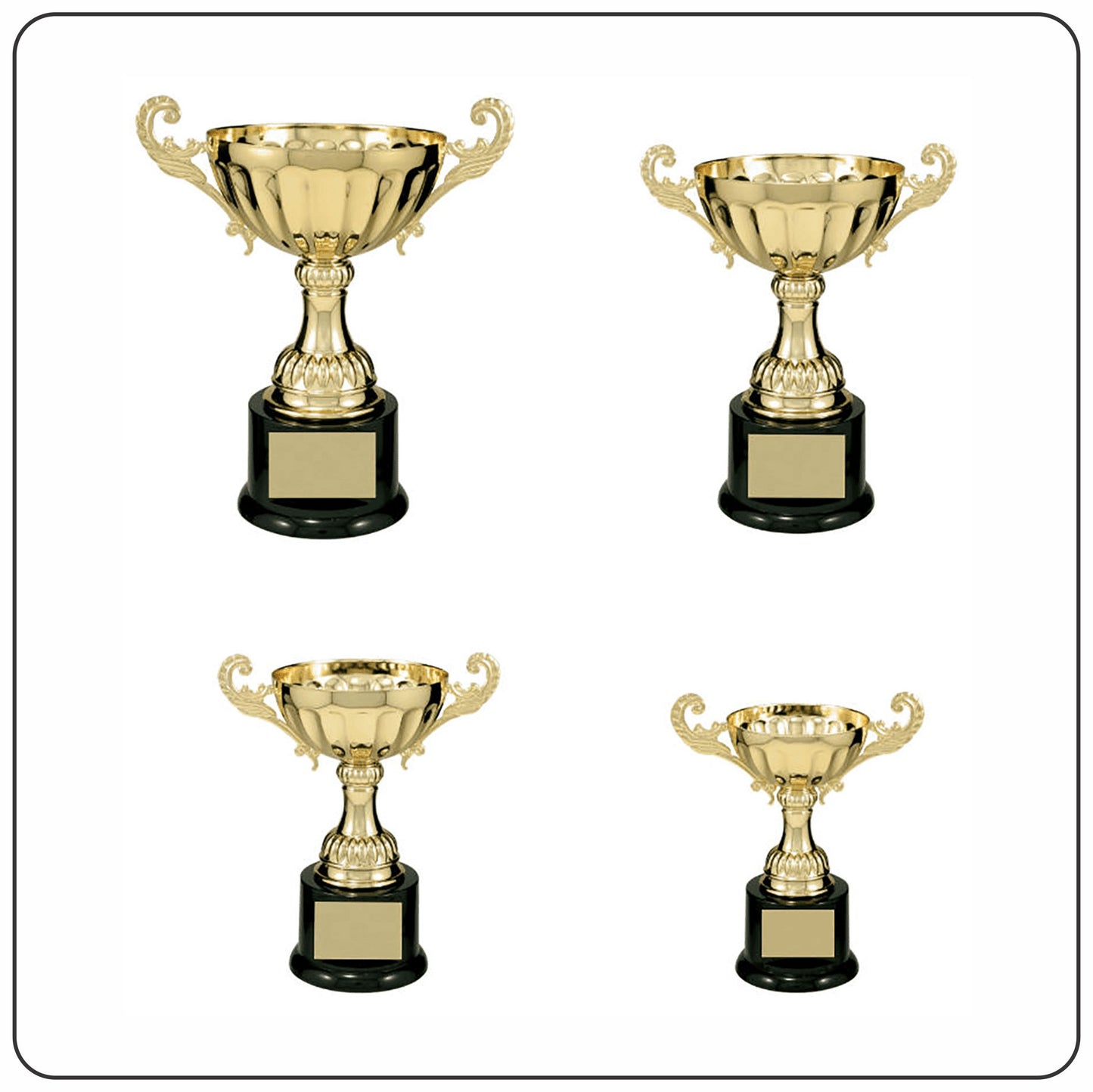 #KCMC101G - Gold Metal Cup Trophies w/Black Plastic Base