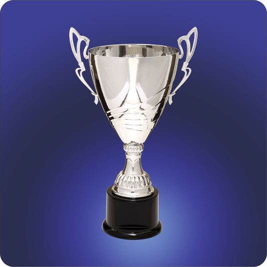 12" Silver Metal Cup Trophy on Black Base