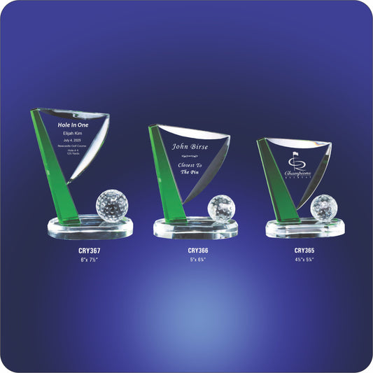 #KCRY367 - Green Crystal Golf Flag Award