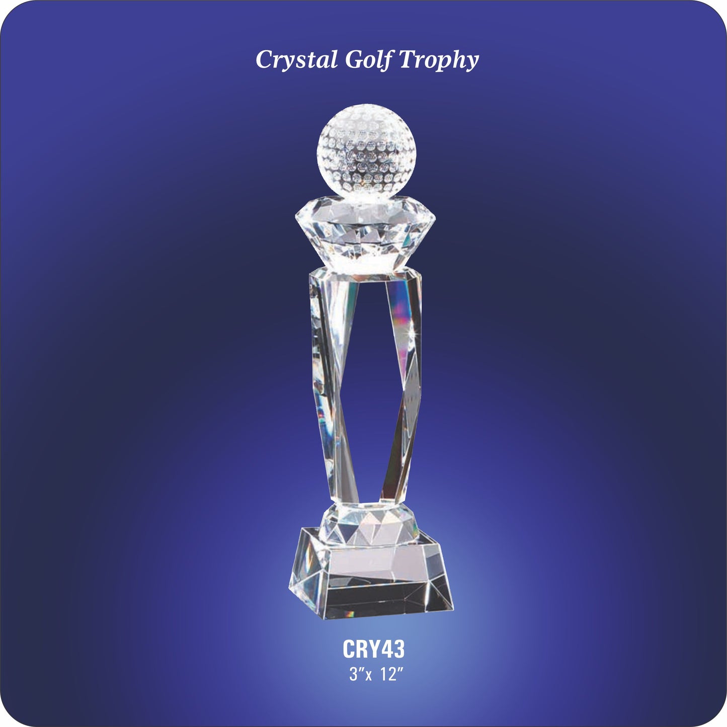 #MCRY43 - 12" Crystal Diamond Golf Ball Award