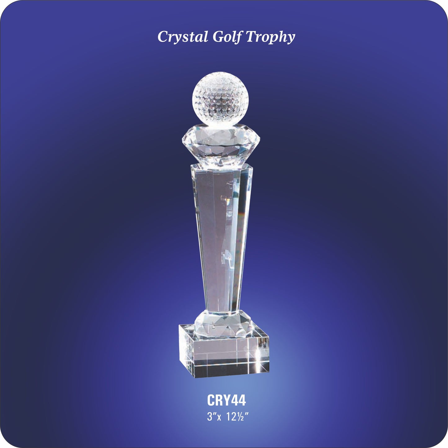 #MCRY44 - 12.5" Crystal Diamond Golf Award