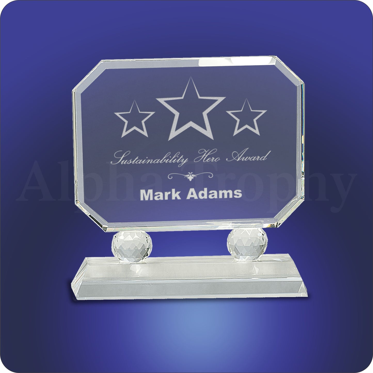 #JCRY71 - 6" Rectangle Crystal on Clear Pedestal Base