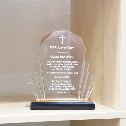 #JIMP101G - Gold Faceted Impress Acrylic Awards