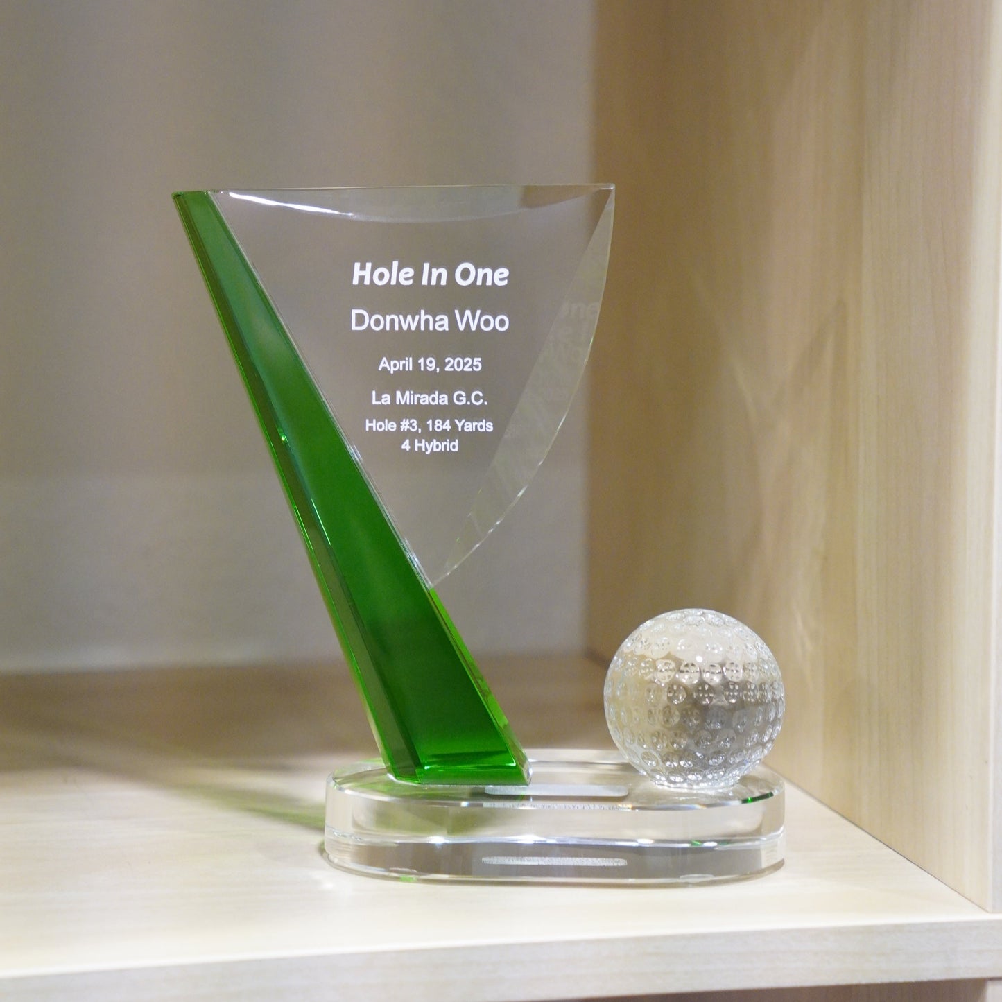 #KCRY367 - Green Crystal Golf Flag Award