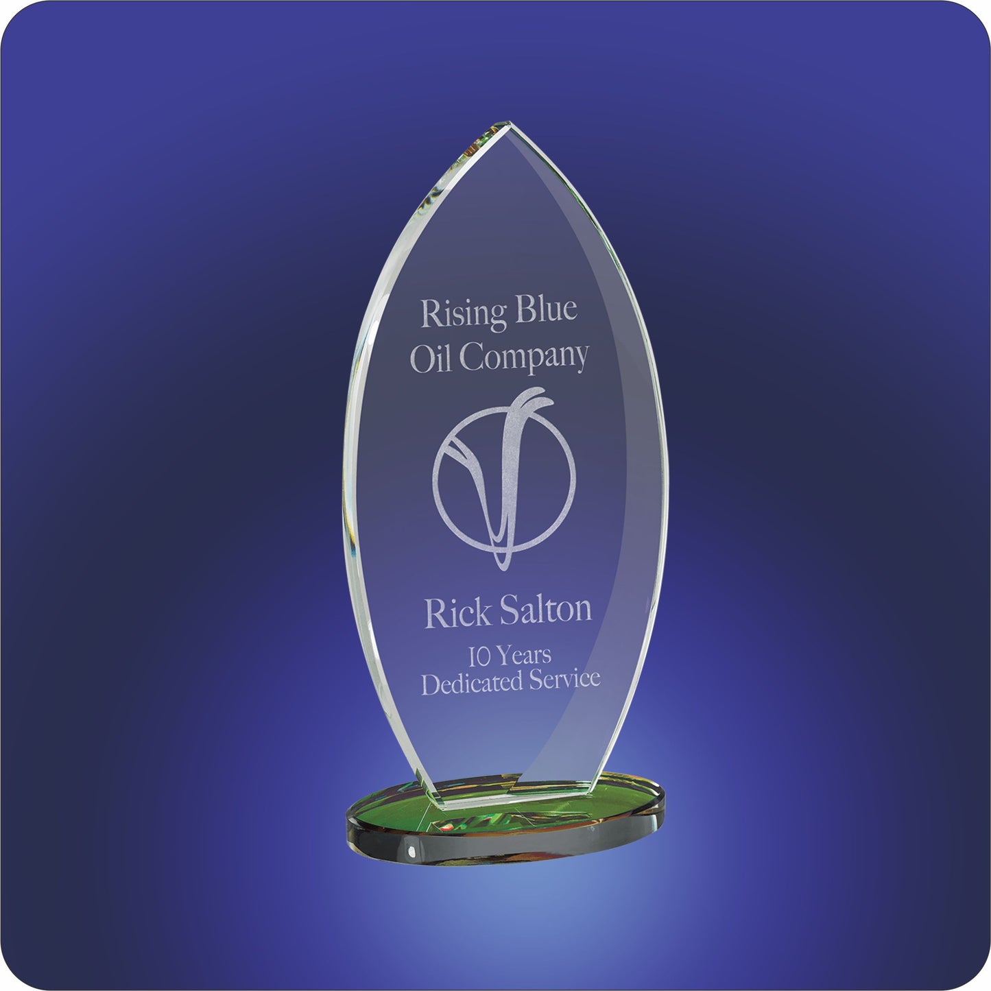 #JG3005 - Point Ellipse Glass Awards w/Prismatic Base