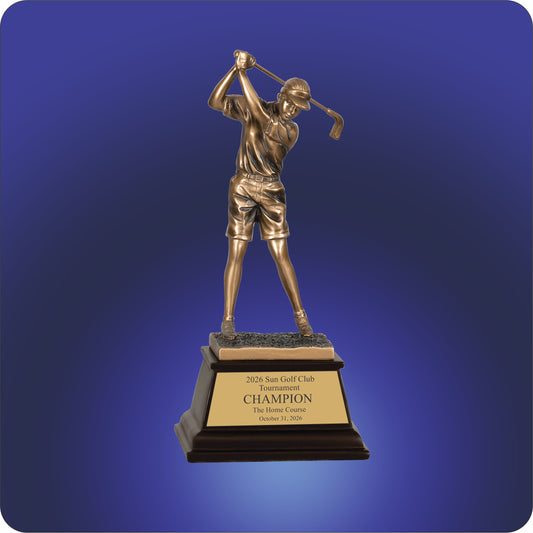 #JGSN14 - Bronze Female Golf Swing Resin Trophies