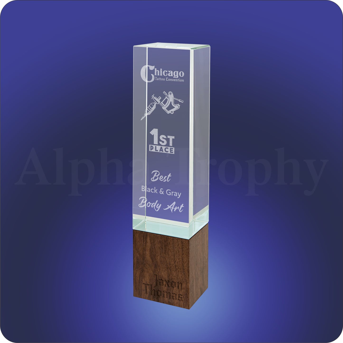 #JSRG04 - Rectangle Sierra Glass with Walnut Base