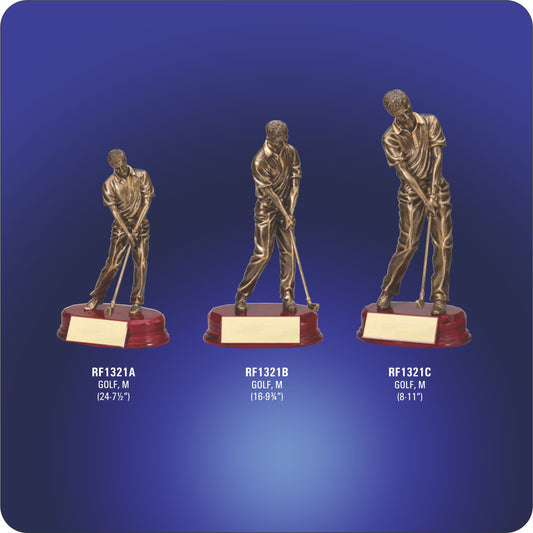 #KRF1321 - Golfer Mid Swing Male Resin