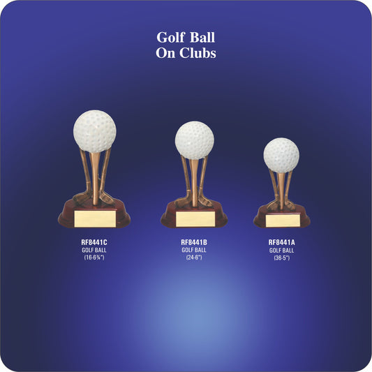 #KRF8441 - Golf Ball on Clubs Resin Trophies