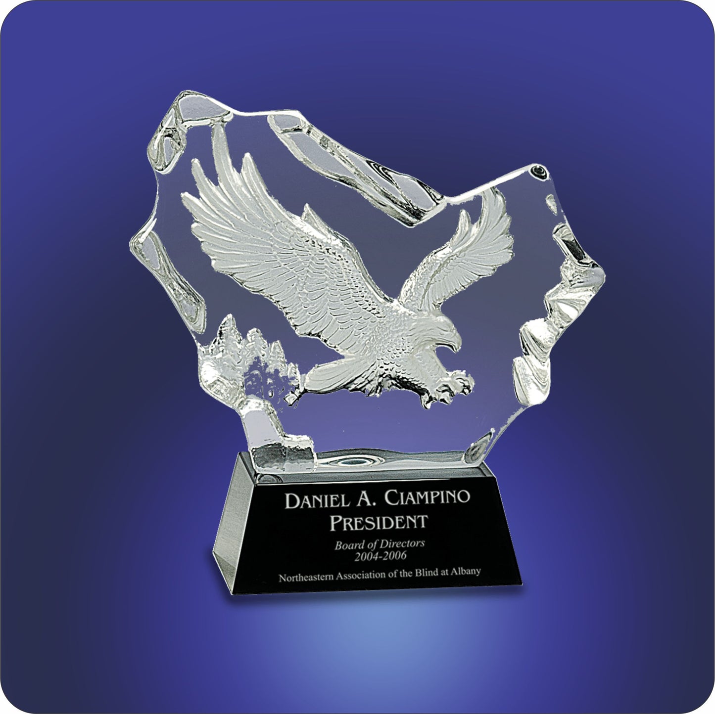 #JCRY045 - 7" Crystal Carved Eagle w/Black Base