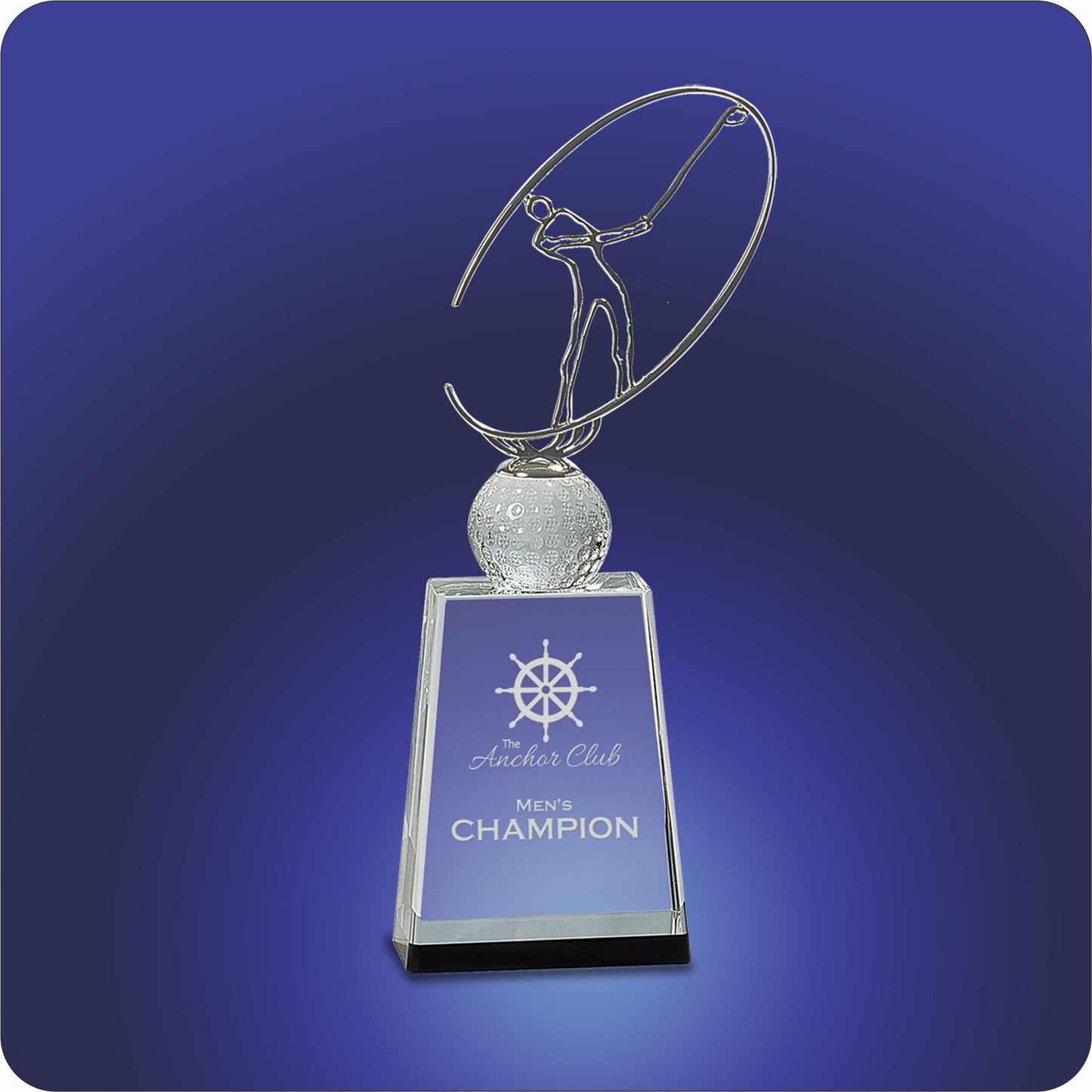#KCRY146 - Silver Oval Figure on Clear/Black Crystal Awards