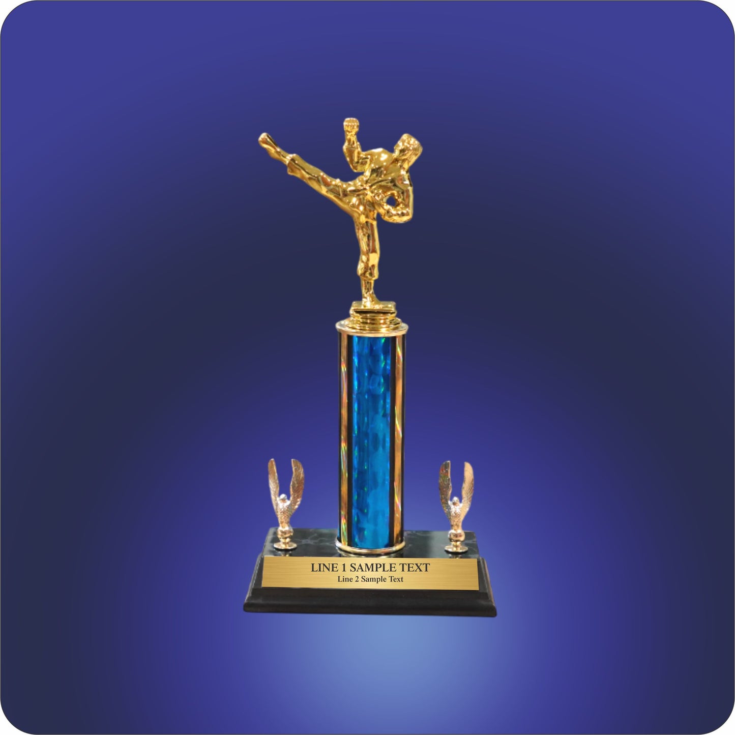 Single Column Trophy w/Two Eagles