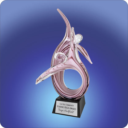 #KAGS36 - 16.5" Lilac Rising Figures Art Glass Award