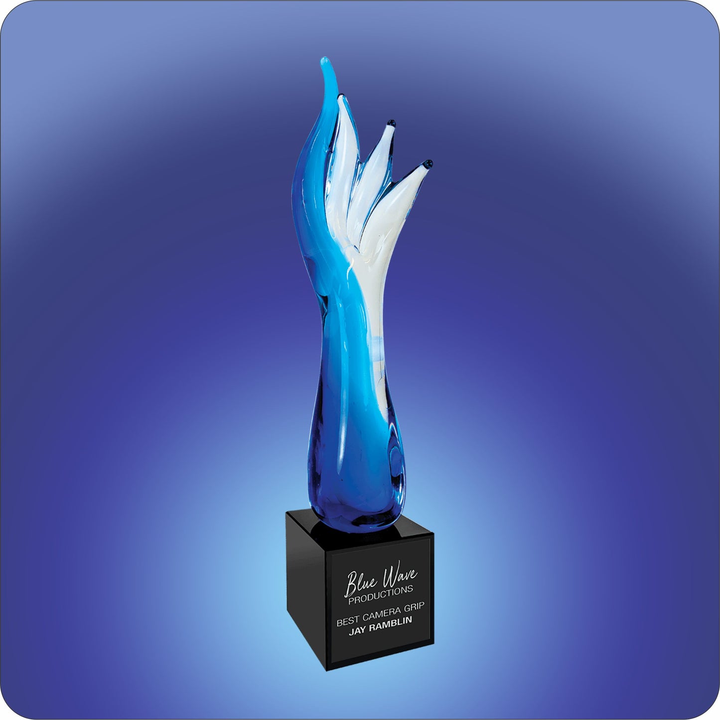 #JAGS45 - 17" Blue Aspire Art Glass Award