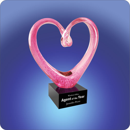 #JAGS64 - 9" Pink Glass Heart Award