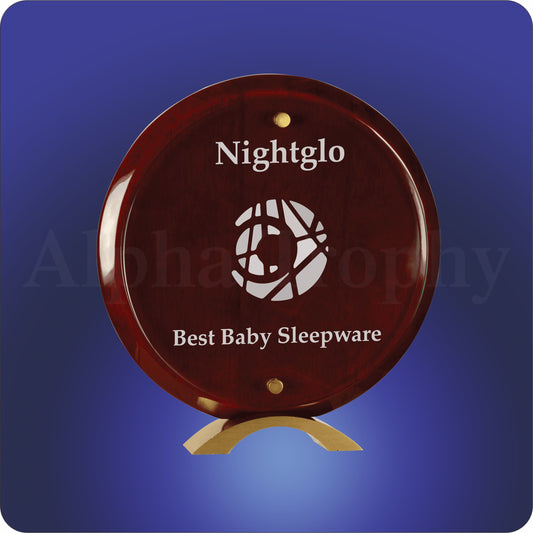 #JFSA385 - Round Rosewood Piano Finish Floating Acrylic Awards
