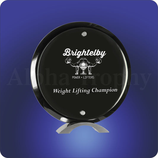 #JFSA485 - Round Black Piano Finish Floating Acrylic Awards