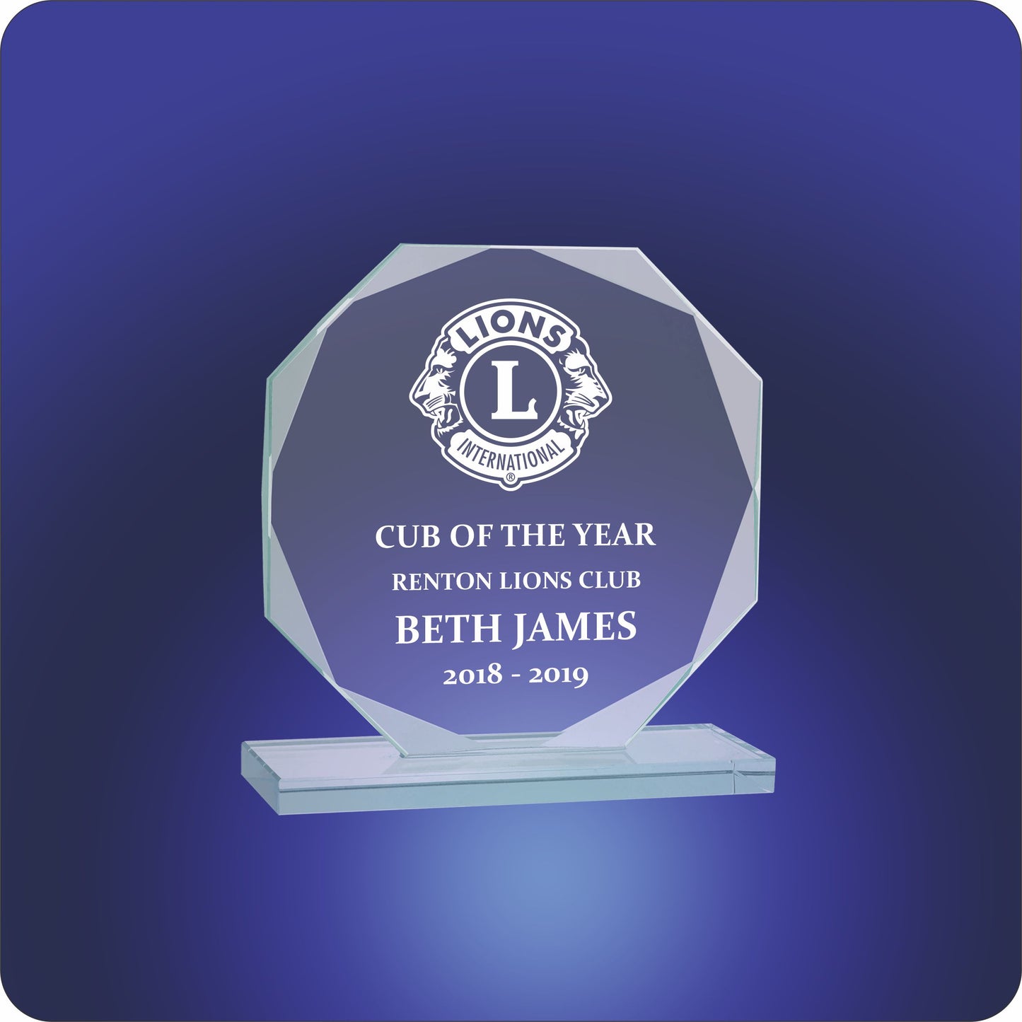 #JCGS11 - 6" Octagon Clear Glass Award