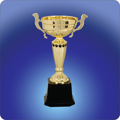 Gold Metal Cup Trophies w/Black Plastic Base