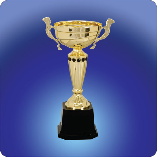 Gold Metal Cup Trophies w/Black Plastic Base