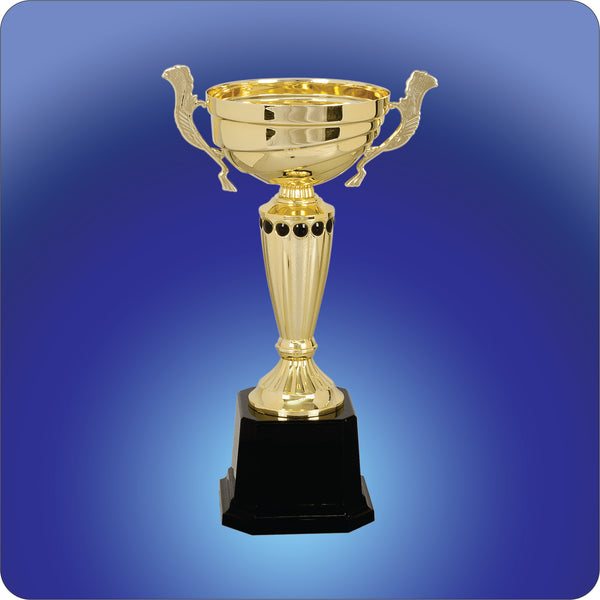Gold Metal Cup Trophies w/Black Plastic Base
