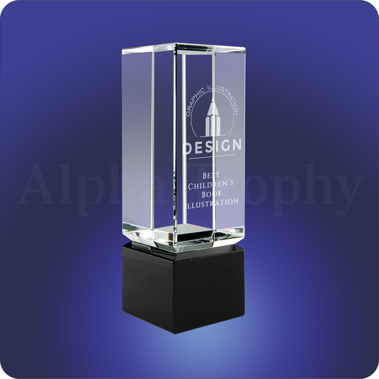 #JCRY1819 - 7" Crystal Block on Black Crystal Base