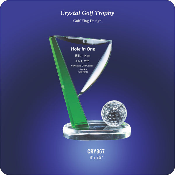 #KCRY367 - Green Crystal Golf Flag Award