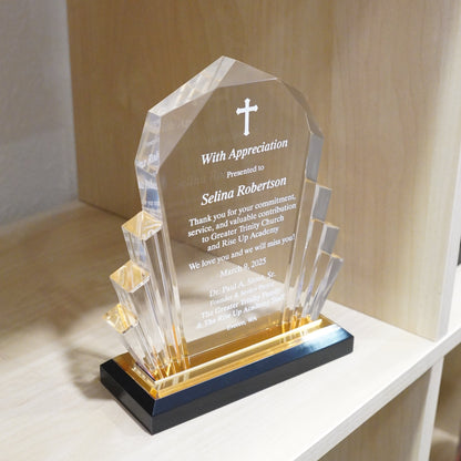 #JIMP101G - Gold Faceted Impress Acrylic Awards