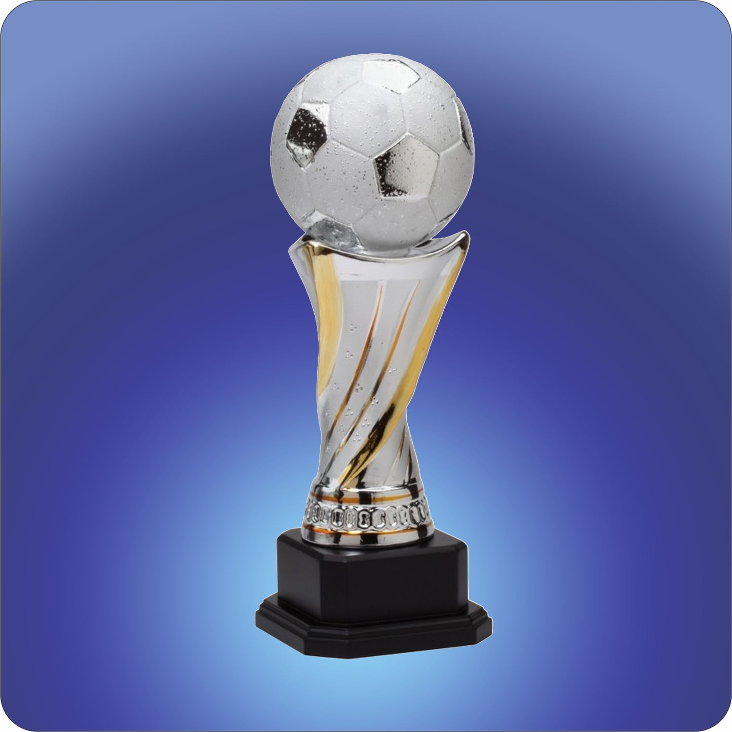 Ceramic Soccer Trophy  on Ebony Finish Wood Base Kor. Version