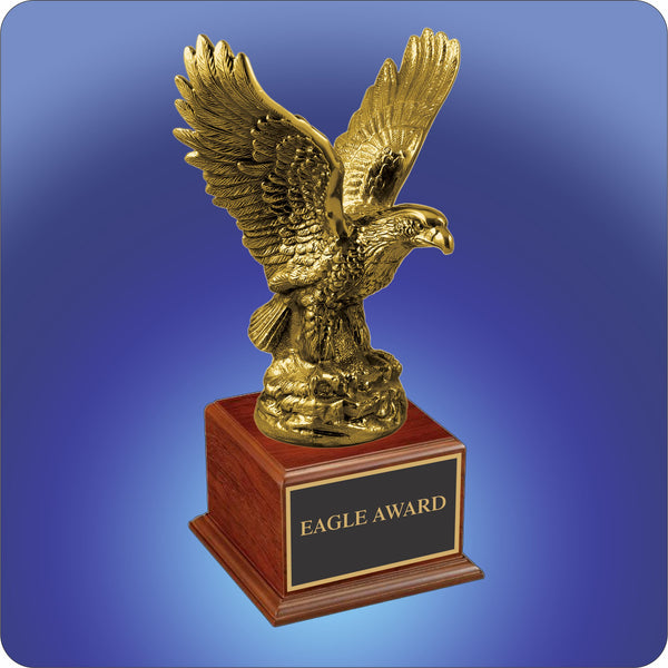 #JEGL3B - Metal Eagle Trophy w/Cherry Wood Base