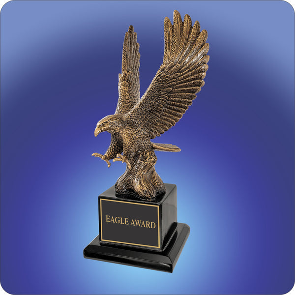 #JEGL80AG - 10.75" High Definition Resin Eagle Trophy w/Base