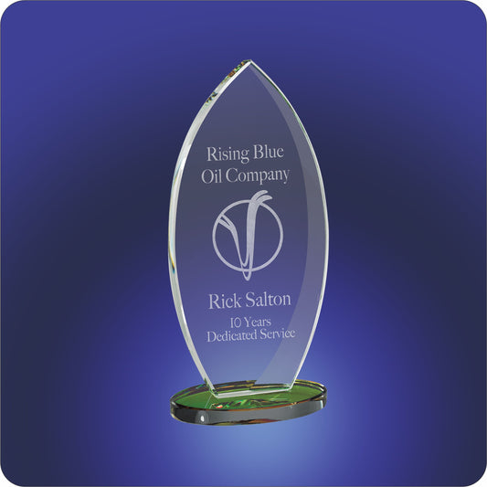 #JG3005 - Point Ellipse Glass Awards w/Prismatic Base