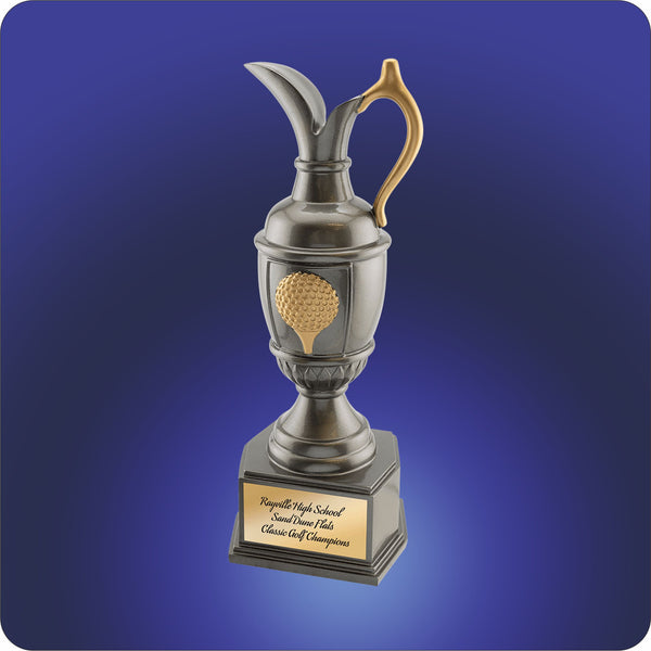 #KGLF10 - Gun Metal w/Gold Claret Jug Resin Trophies