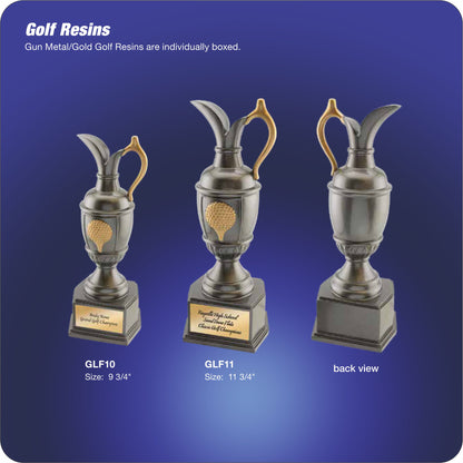 #KGLF10 - Gun Metal w/Gold Claret Jug Resin Trophies