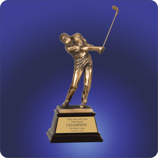 #JGSN03 - Bronze Male Golf Swing Resin Trophies