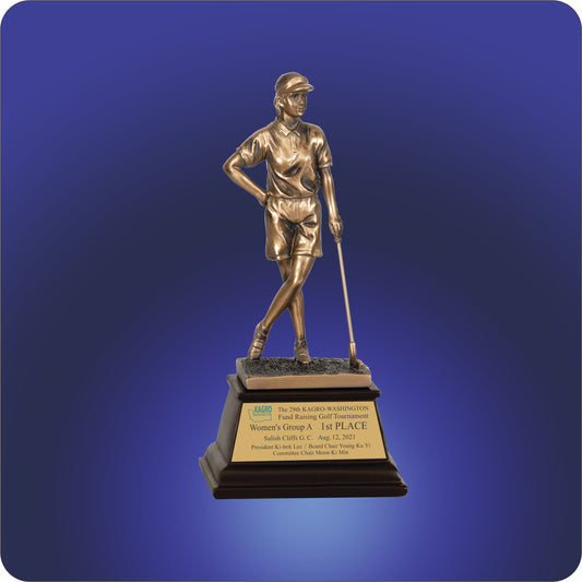 #JGSN11 - Bronze Female Golf Resin Trophies