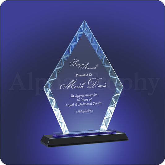 #JACG11BU - 7.5" Diamond Accent Glass on Blue & Black Base