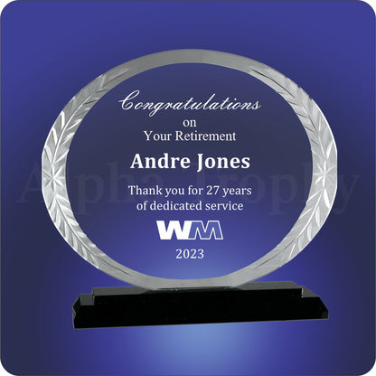 #JACG43 - 7"Oval Accent Glass on Black Base