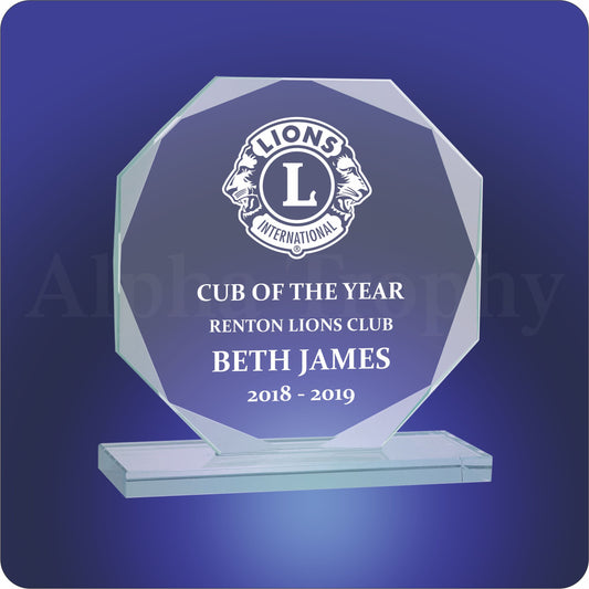 #JCGS13 - 7.5" Octagon Clear Glass Award