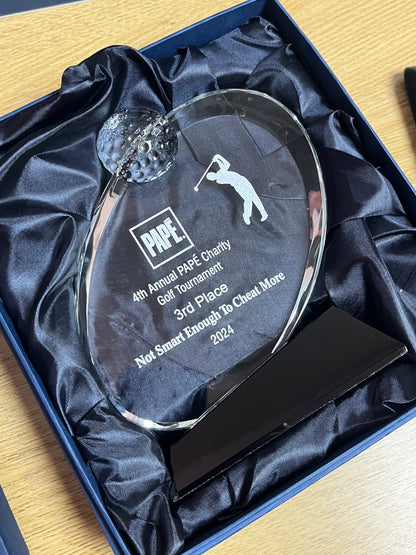 #JCRY013 - Crystal Oblong Golf Awards w/Black Crystal Base