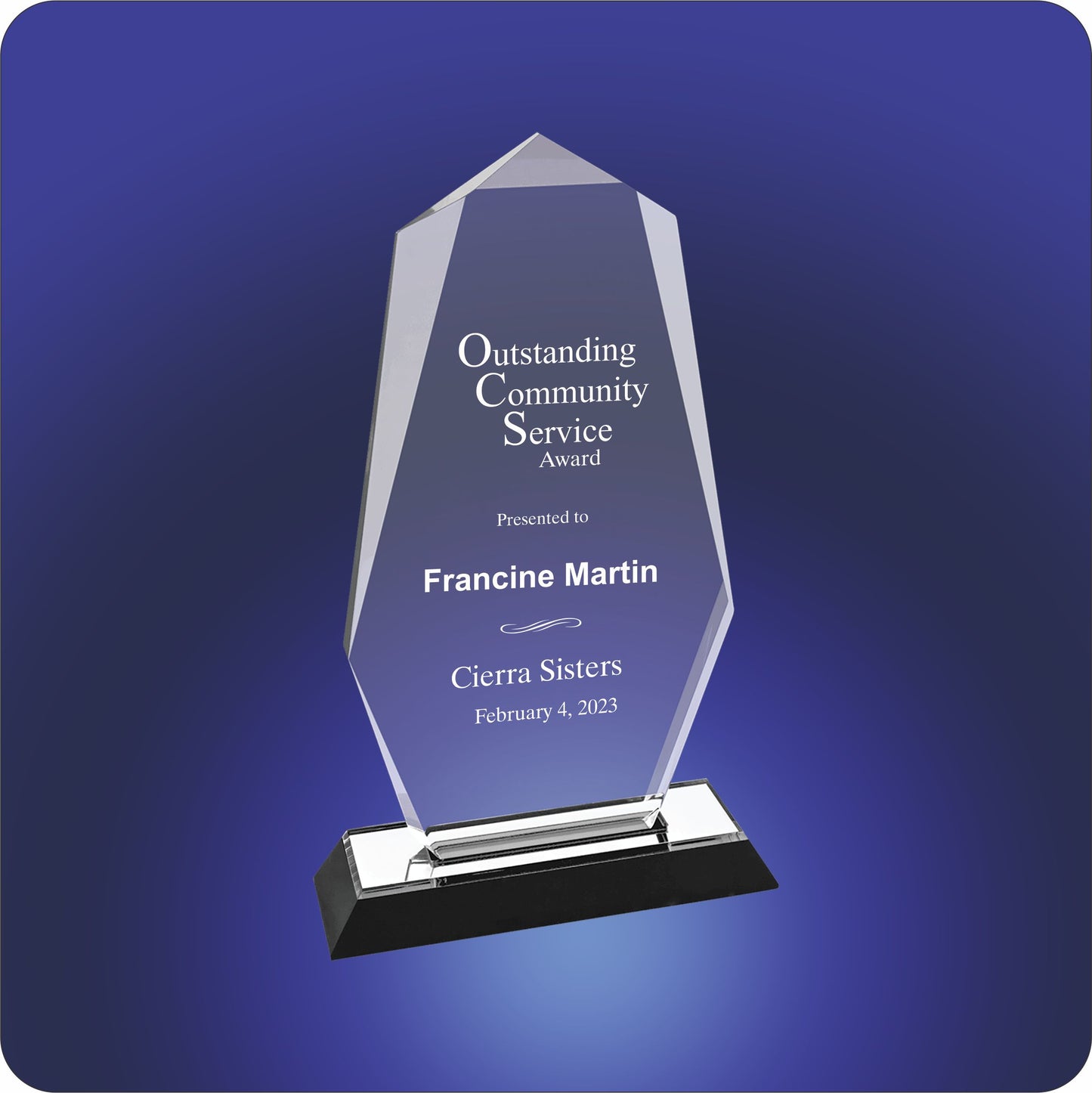 #KIMP167S - Silver Octagon Acrylic Award 9"