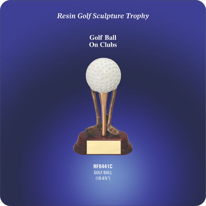 #KRF8441 - Golf Ball on Clubs Resin Trophies