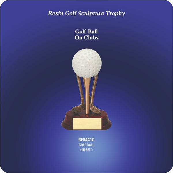 #KRF8441 - Golf Ball on Clubs Resin Trophies
