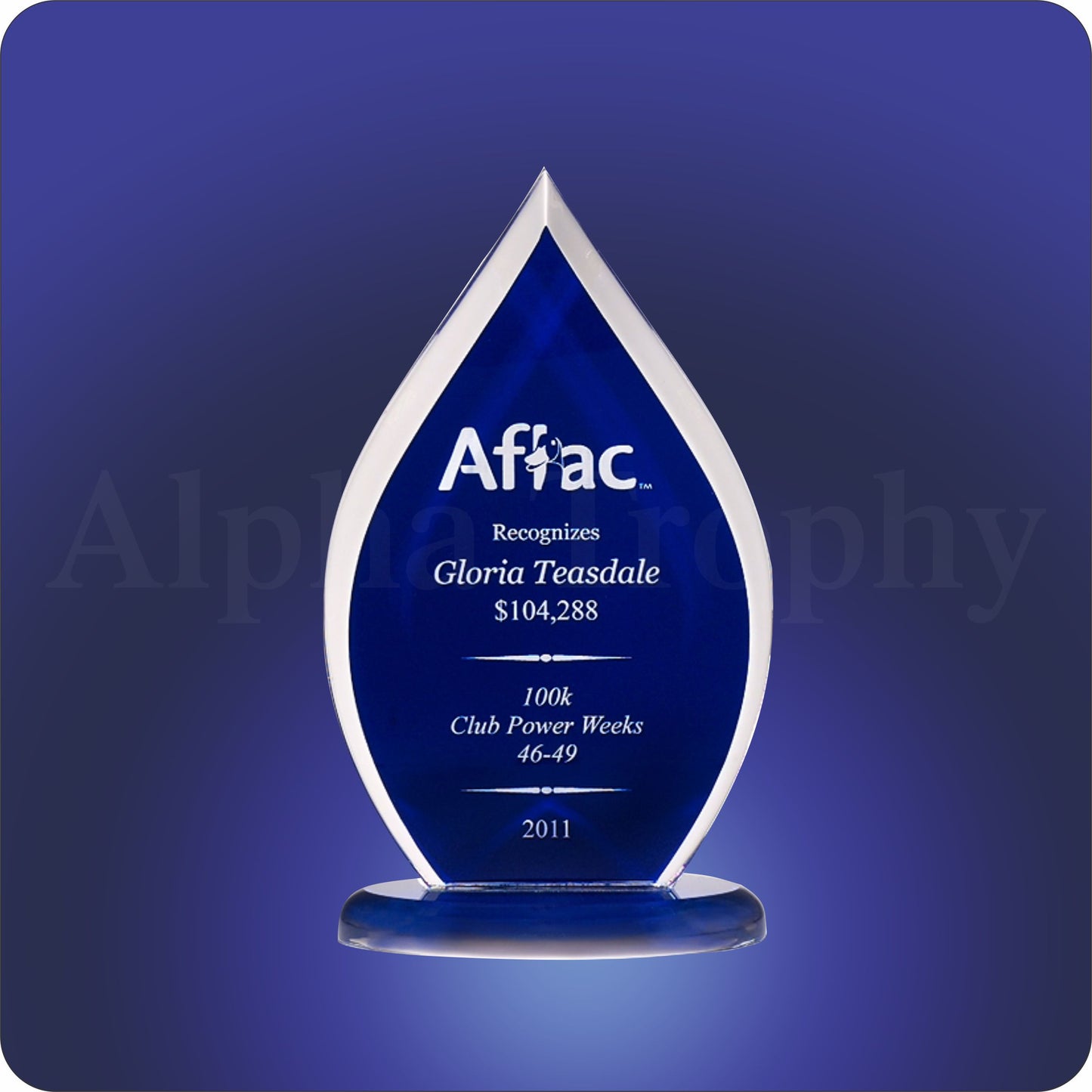 #TA6858BU - Blue Contrast Flame Acrylic Award