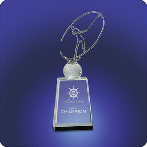 #JCRY146 - Silver Oval Figure on Clear/Black Crystal Awards