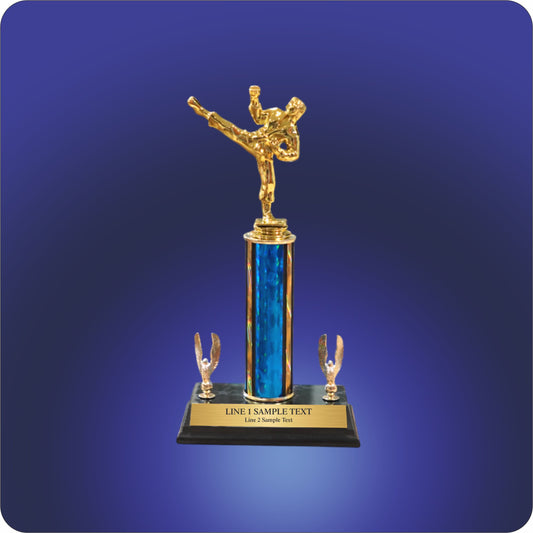 Single Column Trophy w/Two Eagles