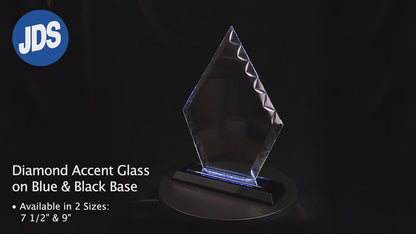 #JACG13BU - 9" Diamond Accent Glass on Blue & Black Base