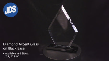 #JACG13 - 9" Diamond Accent Glass on Black Base